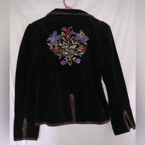 Embroidered corduroy copper key jacket
